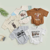 Don't Pat The Fluffy Cows - Trendy Oversize Cowboy Tee Romper Suit
